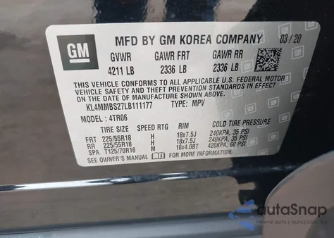 2020 Buick Encore Gx Fwd Preferred из США, поврежденный, VIN KL4MMBS27LB111177